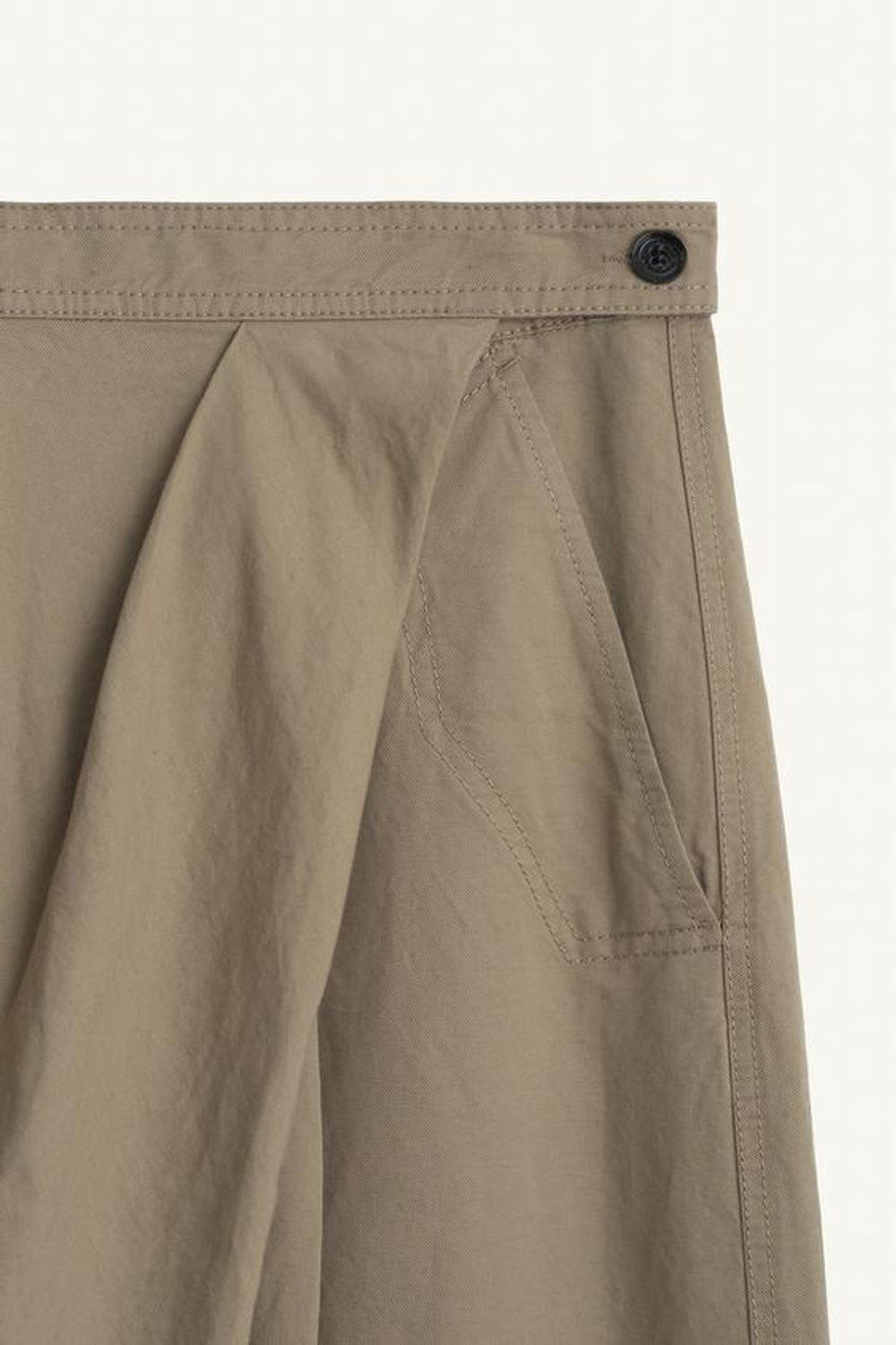 ZARA БРЮКИ С ЗАПАХОМ СО СРЕДНЕЙ ТАЛИЕЙ ИЗ СМЕСИ ЛЬНА И ХЛОПКА, ЭКРЮ/ХАКИ