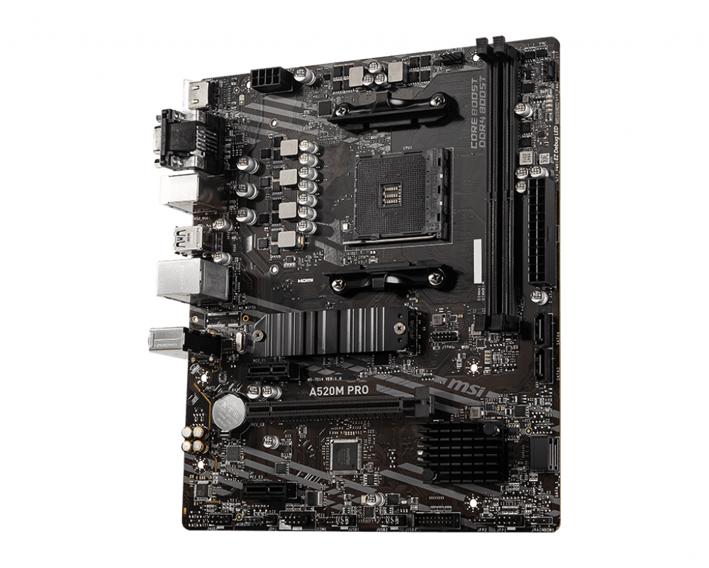 Материнская плата MSI A520M PRO AM4 2xDDR4 4xSATA3 RAID M.2 VGA HDMI DP ARGB header mATX