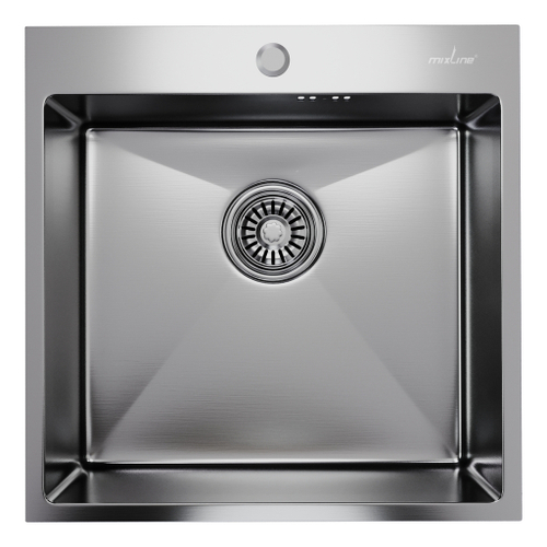 Мойка настол.монтаж 50х50 (3,0) вып 3 1/2  MIXLINE PRO с ФАСКОЙ 20см с сифоном (сатин)