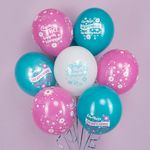 Шар (12''/30 см) Пожелания В День Рождения! (цветы), Ассорти, пастель, 5 ст, 25 шт.