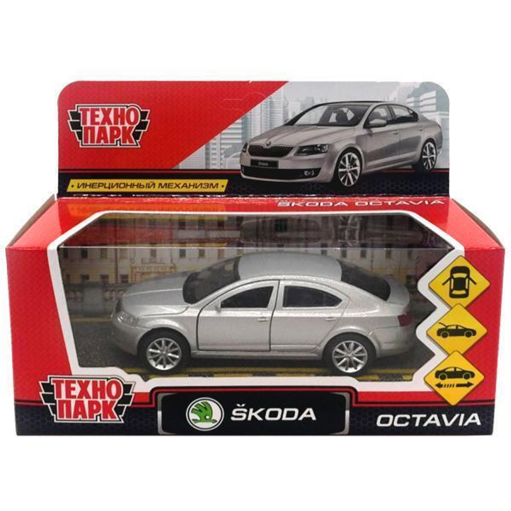 Модель ин. мет. "Skoda. Octavia" 12см. открыв. двери, серебристый OCTAVIA-SL (Технопарк)
