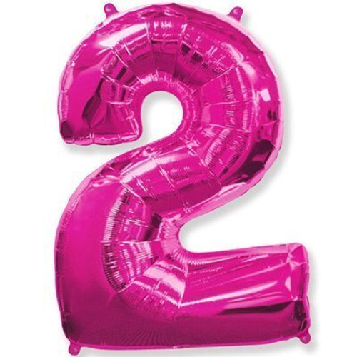 Шар фольгированный ЦИФРА "2" 40" Fuchsia с гелием