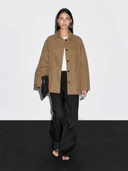 Massimo Dutti Тренч из смесового хлопка с высокой посадкой, коричневый