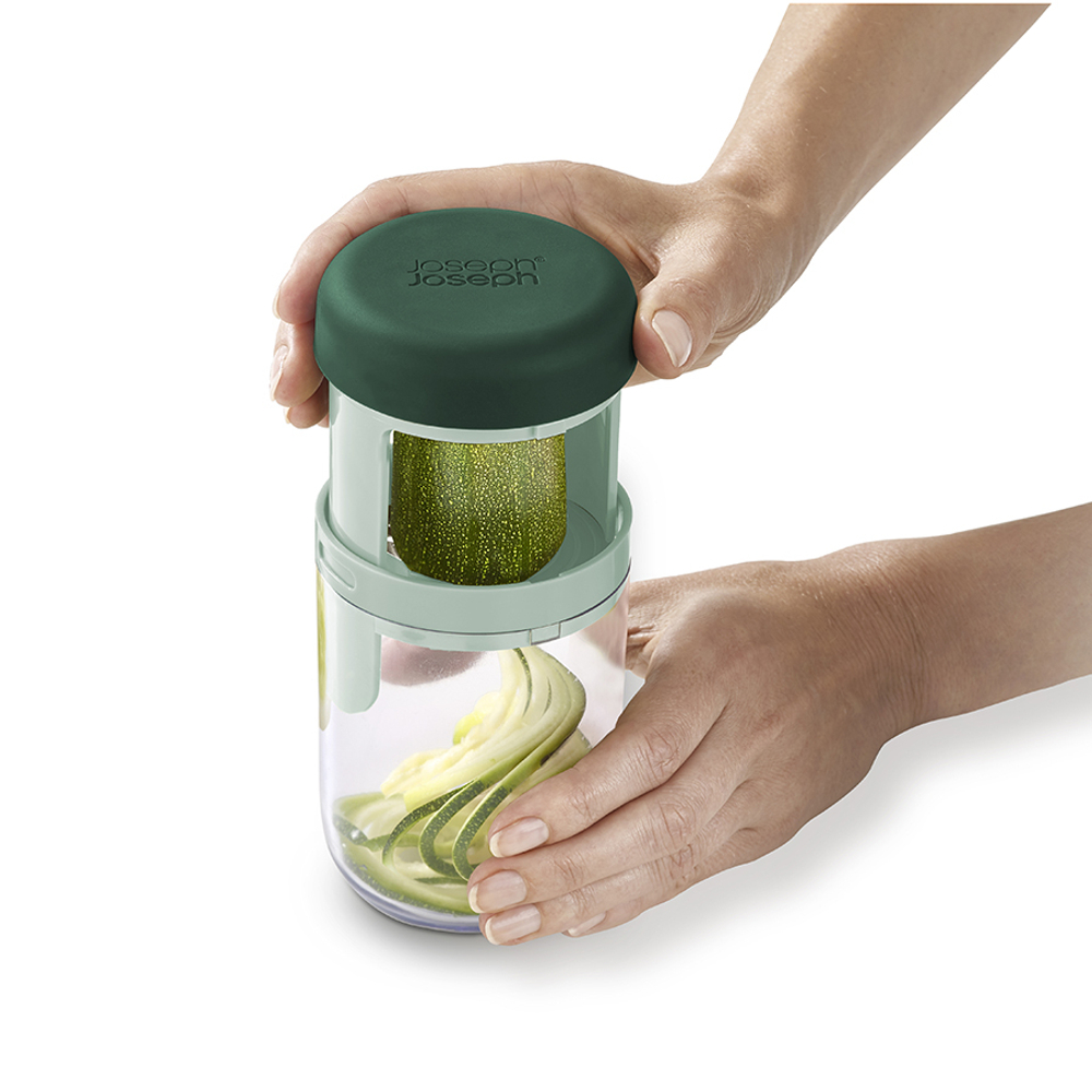 Терка спиралайзер с тремя лезвиями и контейнером для хранения spiro, зеленая