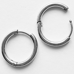 Серьги кольца стальные, диаметр 12 мм, толщина 2мм, для пирсинга ушей. Stainless Steel (нержавеющая сталь). Цена за пару!