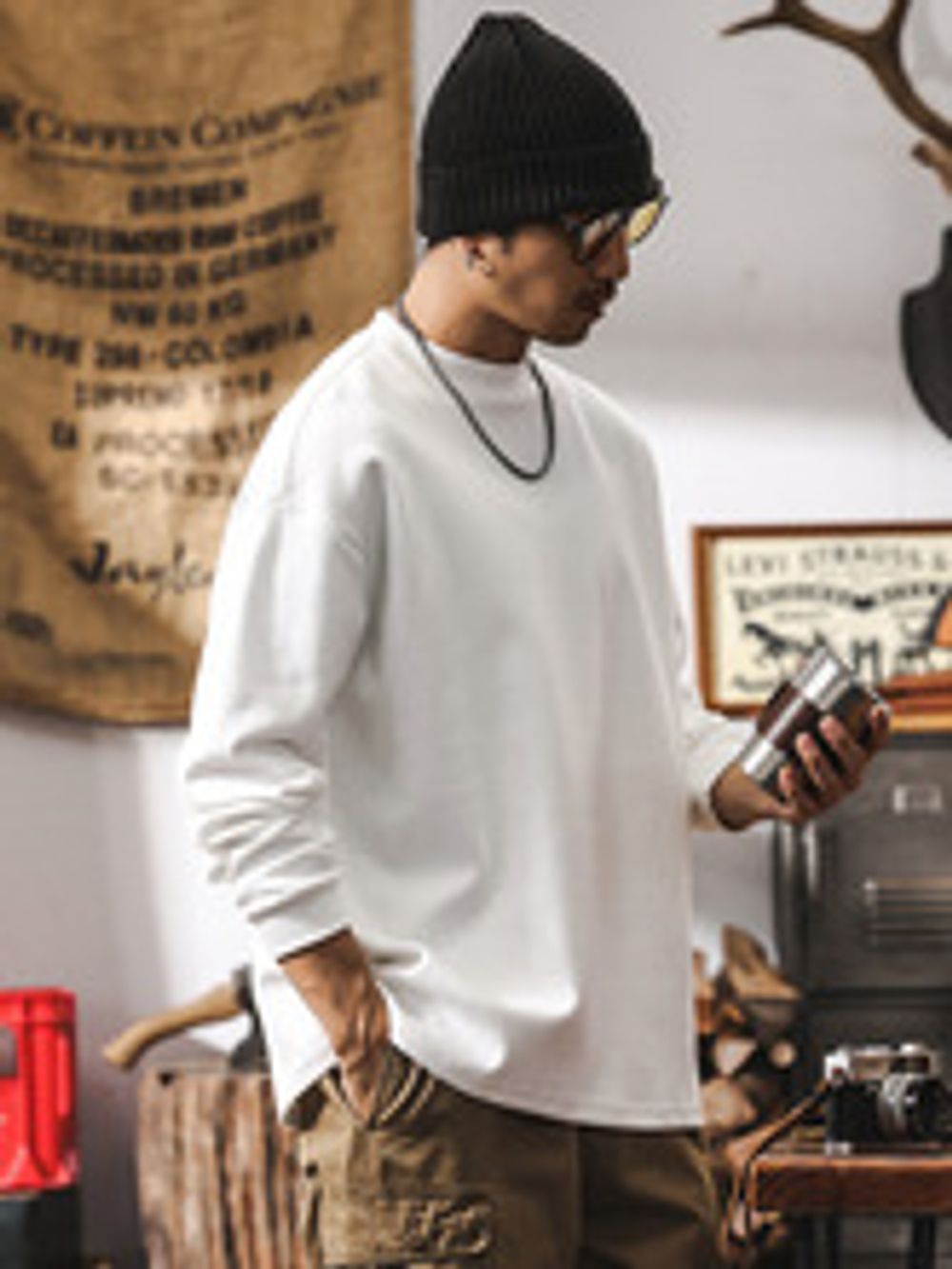 Футболка шлифованный хлопок с длинными рукавами мужская, весна