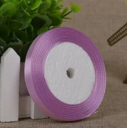 Лента атласная 12 мм 23 м, сиреневая