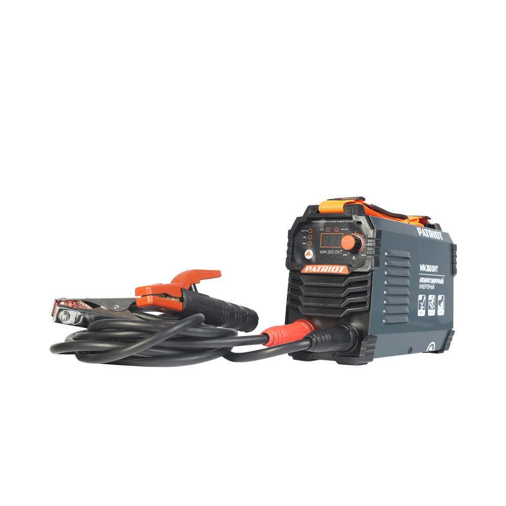 Аппарат сварочный инверторный PATRIOT WM 260 DVT MMA, входное напряжение: 1ф,140-240В;сварочный ток макс: 260A; ПВ при макс. токе: 70%, дисплей ARC FORCE, ANTI STICK, HOTSTART, TIG LIFT, VRD,Электроды Patriot ЭР-46, 3мм, 1кг