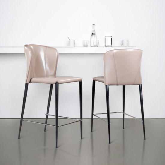 Стул полубарный Albert, кожа капучино