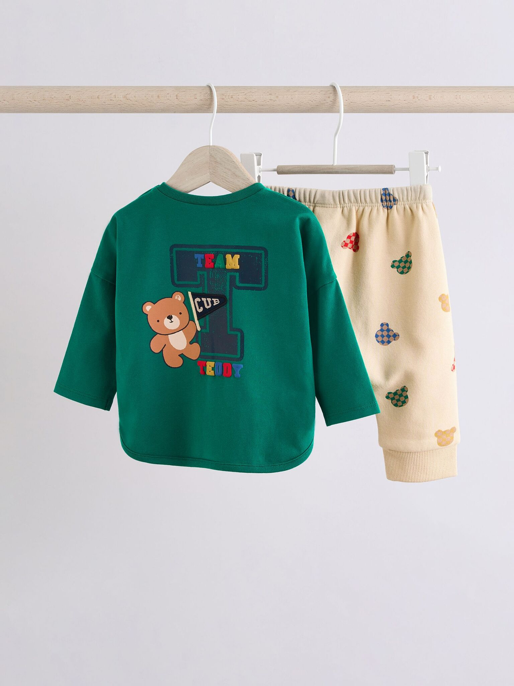 Свитшот и легинсы в комплекте для малышей Next AH5-356, Зеленый, Светло-бежевый
