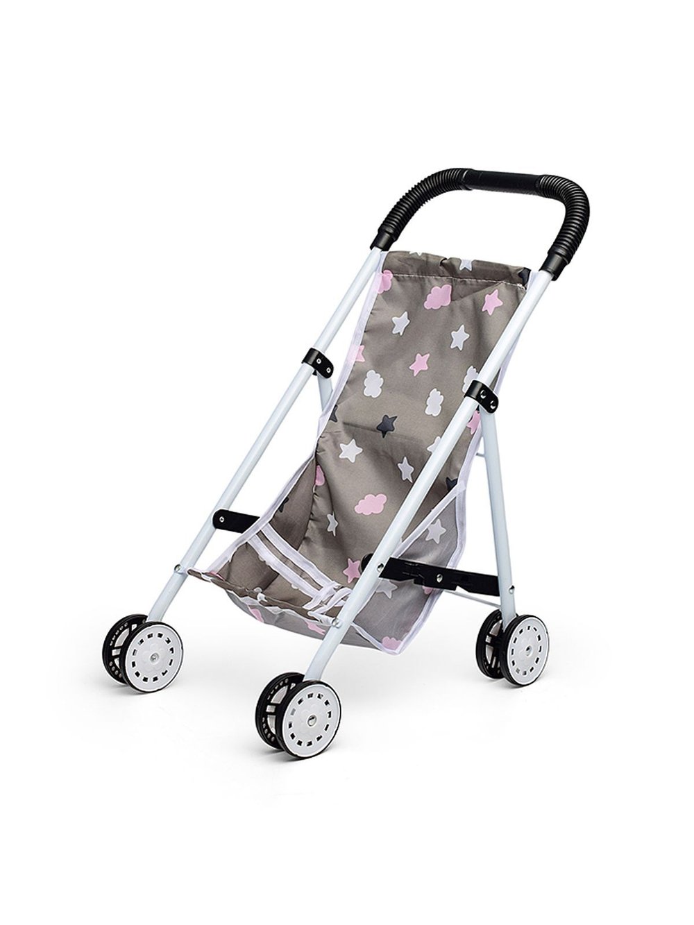 Коляска кукольная, складная, серая, с принтом (CS7632X)