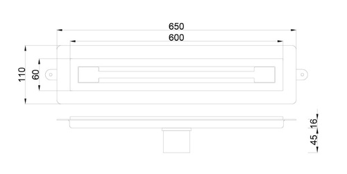 Душевой лоток B&T INFINITY 60см, нерж.сталь ЗОЛОТО