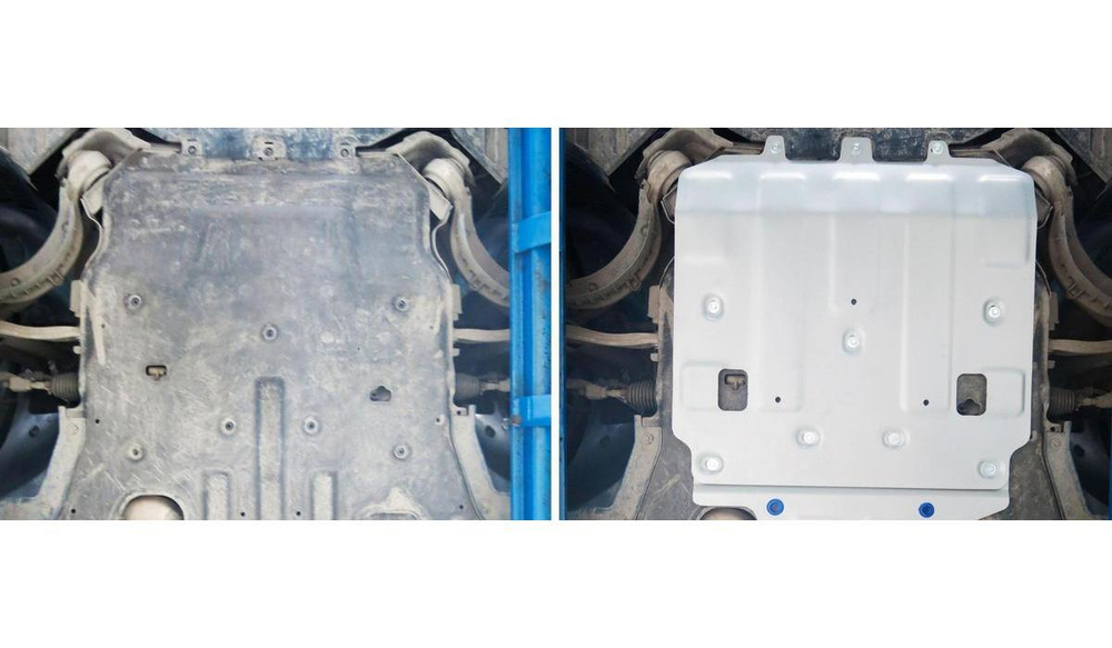 Защита картера Rival для Jaguar XE (V - 2.0 (200/240 л.с.); 2.0D (180 л.с.)) 2015-2019 2019-н.в./Jaguar XF II (V - 2.0D (180 л.с.)) 2015-н.в., штампованная, алюминий 4 мм, с крепежом, 333.2603.1