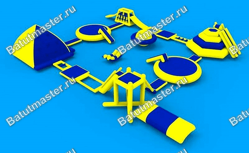 Надувной аквапарк с горками «Волна», 41×35×4 м