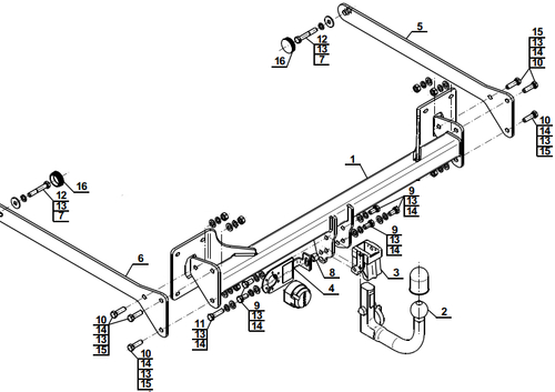 Фаркоп на Audi A8, в т (паспорт и сертификат в комплекте)(без электрики) Steinhof.A-105