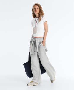 Oysho Футболка Rib Fit из смесового хлопка, белый