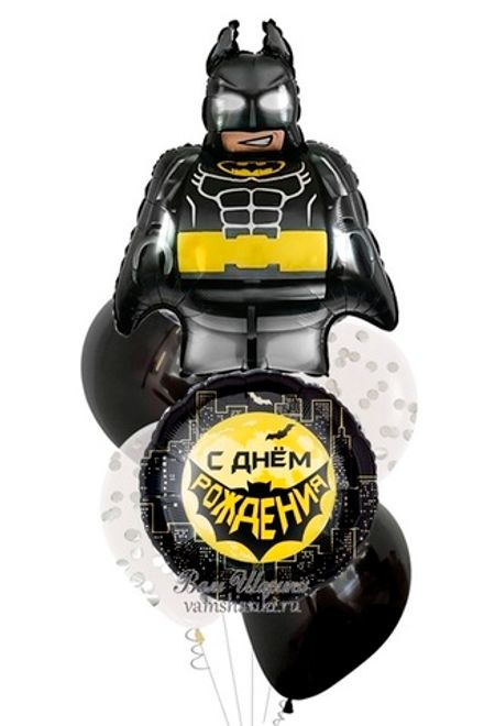 Фонтан шаров "С Днём Рождения, мой Бэтмен "