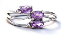 Ювелирное кольцо из серебра 925 пробы,вставка аметист,фианиты,размер 19