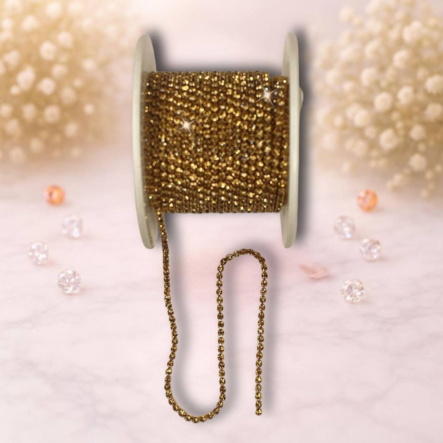 Стразовая лента 2мм цвет розовое золото-коричневый ( 1м)