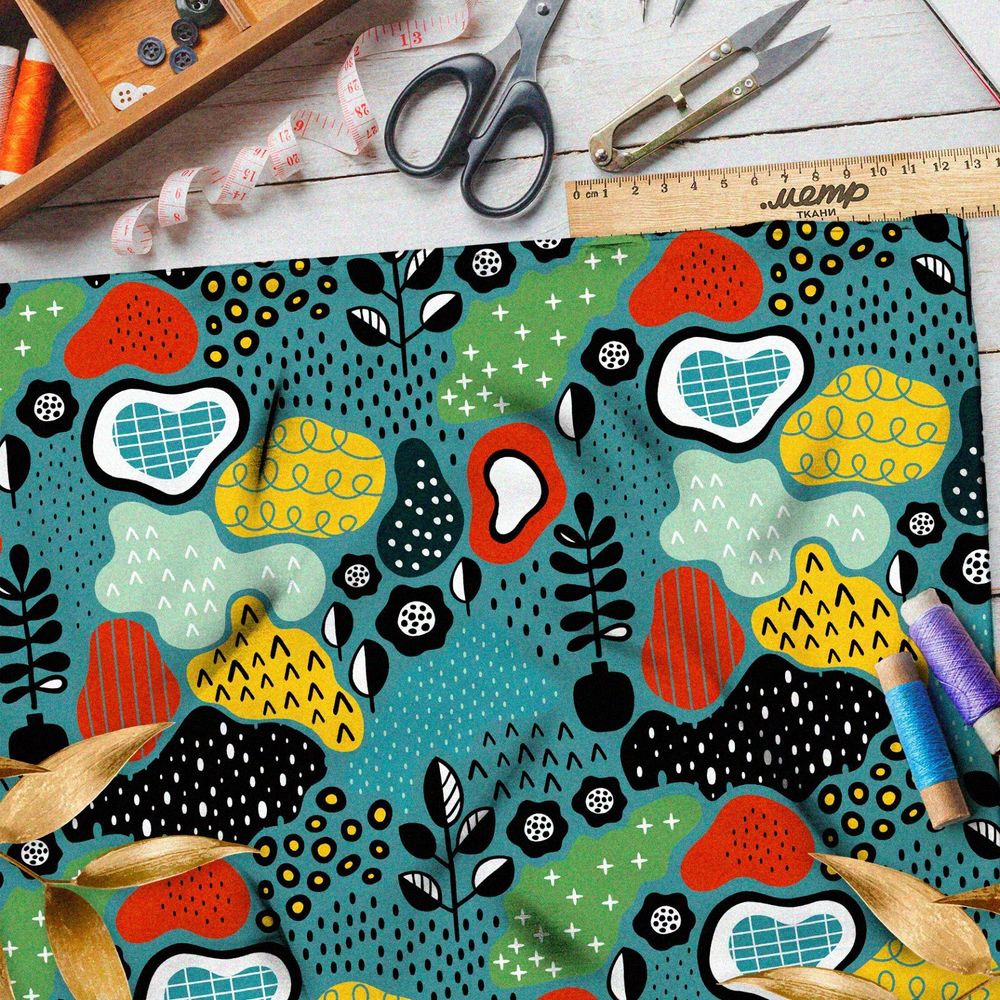 Ткань барби детская разноцветная карта местности