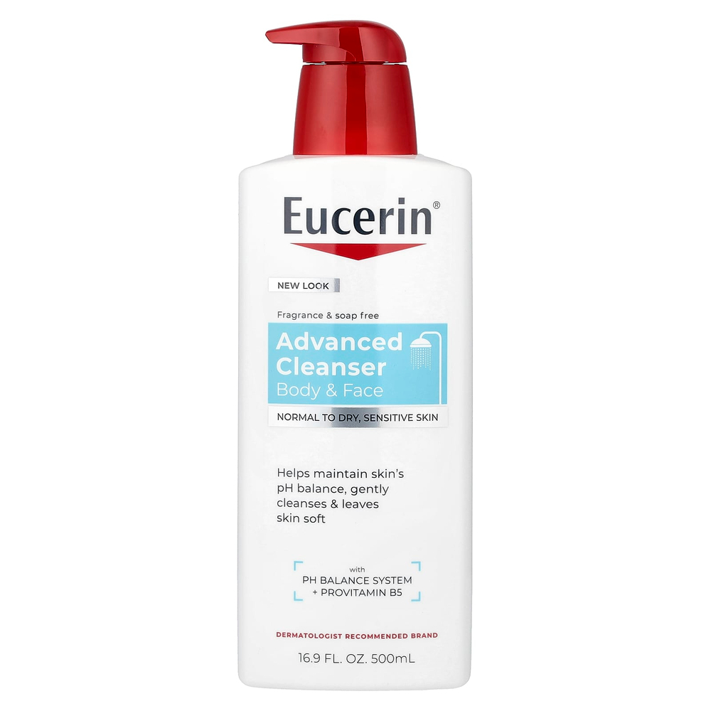 Eucerin, тело и лицо, улучшенное очищающее средство, для нормальной, сухой и чувствительной кожи, без отдушек, 500 мл (16,9 жидк. унции)