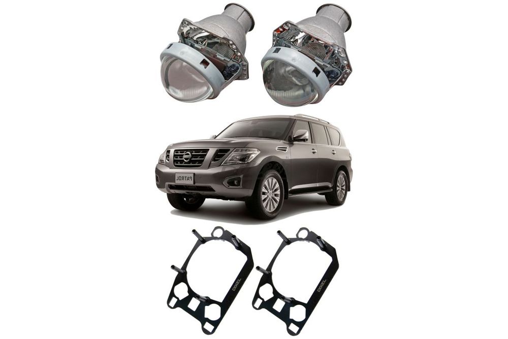 Готовый комплект для установки доп. линз в секцию дальнего Nissan Patrol Y62 Рестайлинг 2014-2020