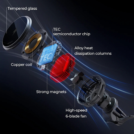 Автомобильный магнитный держатель Aukey c кулером (HD-M12) черный