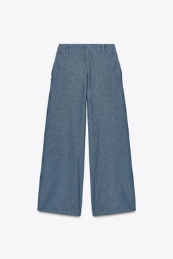 ZARA БРЮКИ RELAXED — ZW COLLECTION, СИНИЙ