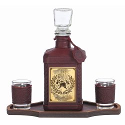 Графин «Пожарному-3» с накладкой покрытой золотом 999 пробы