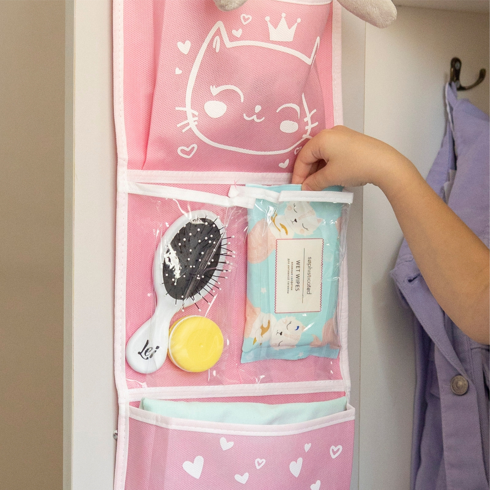 Набор для детского сада: кармашек, чехол, наклейки. Сердечки