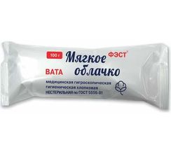 Вата медицинская гигроскопическая гигиеническая хлопковая нестерильная  по ГОСТ 5556-81  100 гр. 
штрихкод  4607025846963