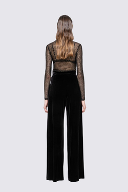 Бархатные брюки с высокой талией