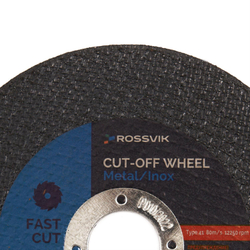 Круг отрезной по металлу ROSSVIK 125*1,6*22мм. Тип 41, 80м/с, 12200об/мин