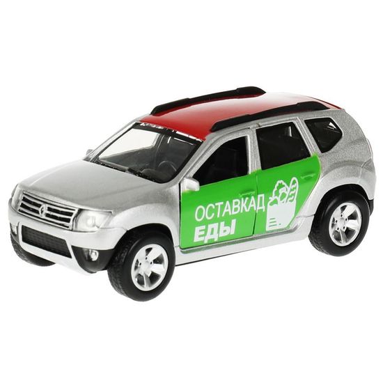 Машина металл RENAULT DUSTER ДОСТАВКА длина 12 см, двери, багаж, инерц, кор. Технопарк