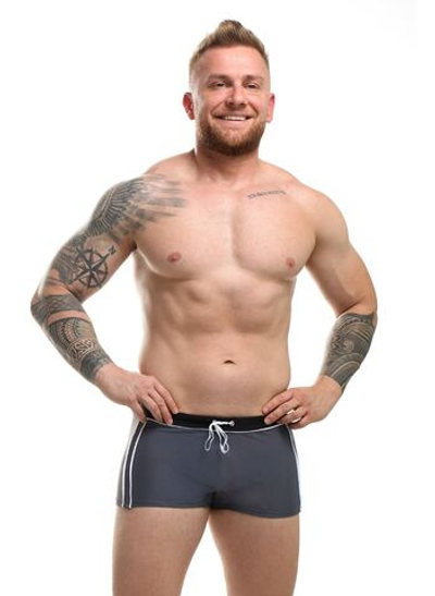 Пляжные боксеры с контрастными полосками по бокам (Размер: XL) (Цвет: серый)