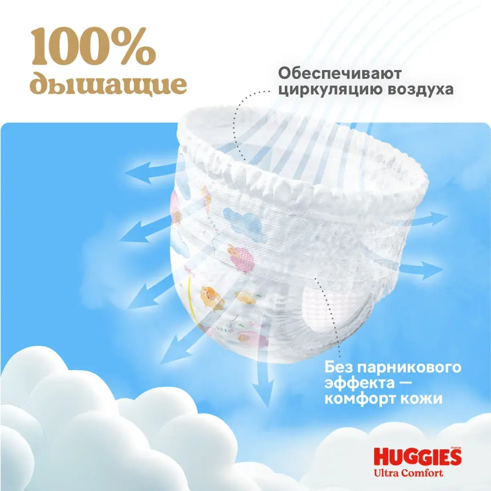 Huggies Ультра Комфорт Трусики-подгузники 3 для девочек (6–11 кг), 54 шт. Хаггис