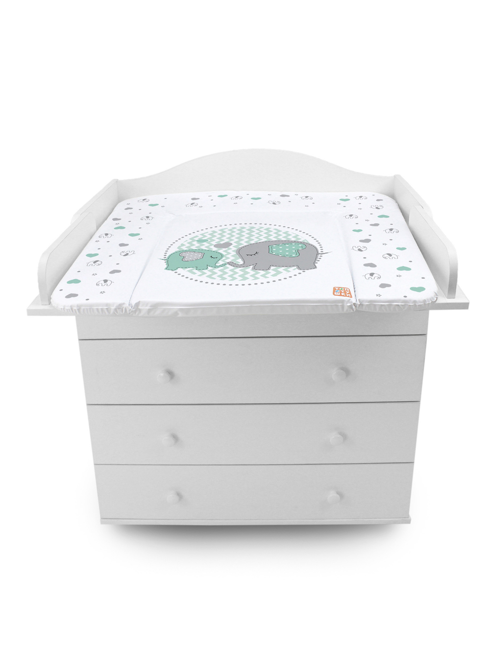 Пеленальный матрасик Топотушки "Слоники" бирюза. (80*71 см.)