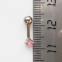 Микроштанга ( 6мм) для пирсинга уха с розовым кристаллом 4мм. Медицинская сталь 1 шт