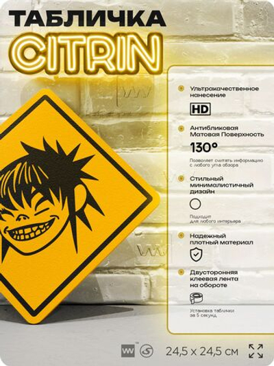 Табличка декоративная "Gorillaz, Нудл, Noodle" на дверь и стену, прикольная штука в подарок, декоративный знак, 24,5х24,5 см, пластиковая, Айдентика Технолоджи