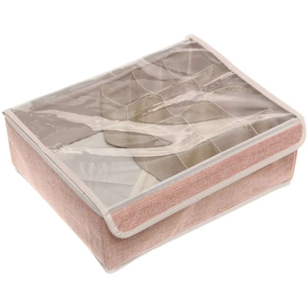 Коробка для хранения вещей 13 ячеек 32*24*12 Уют розовая