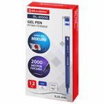 Ручка гелевая BRAUBERG "GL-2000", СИНЯЯ, японские чернила, длина письма 2000 метров, линия письма 0,35 мм, 144218