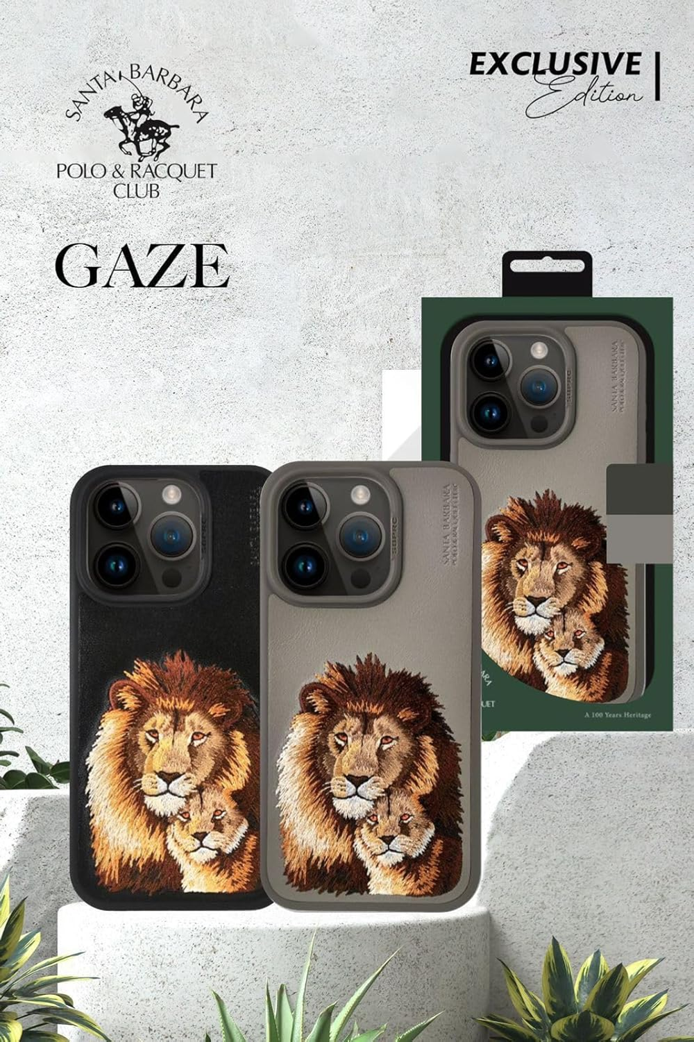 Santa Barbara Lion Face Leather Case для iPhone 16 Pro