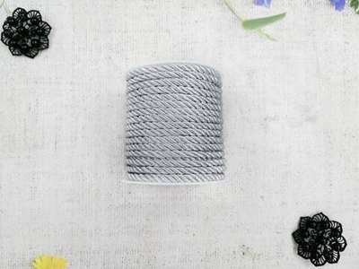 Шнур витой мебельный, ш. 5 мм, люрекс серебро