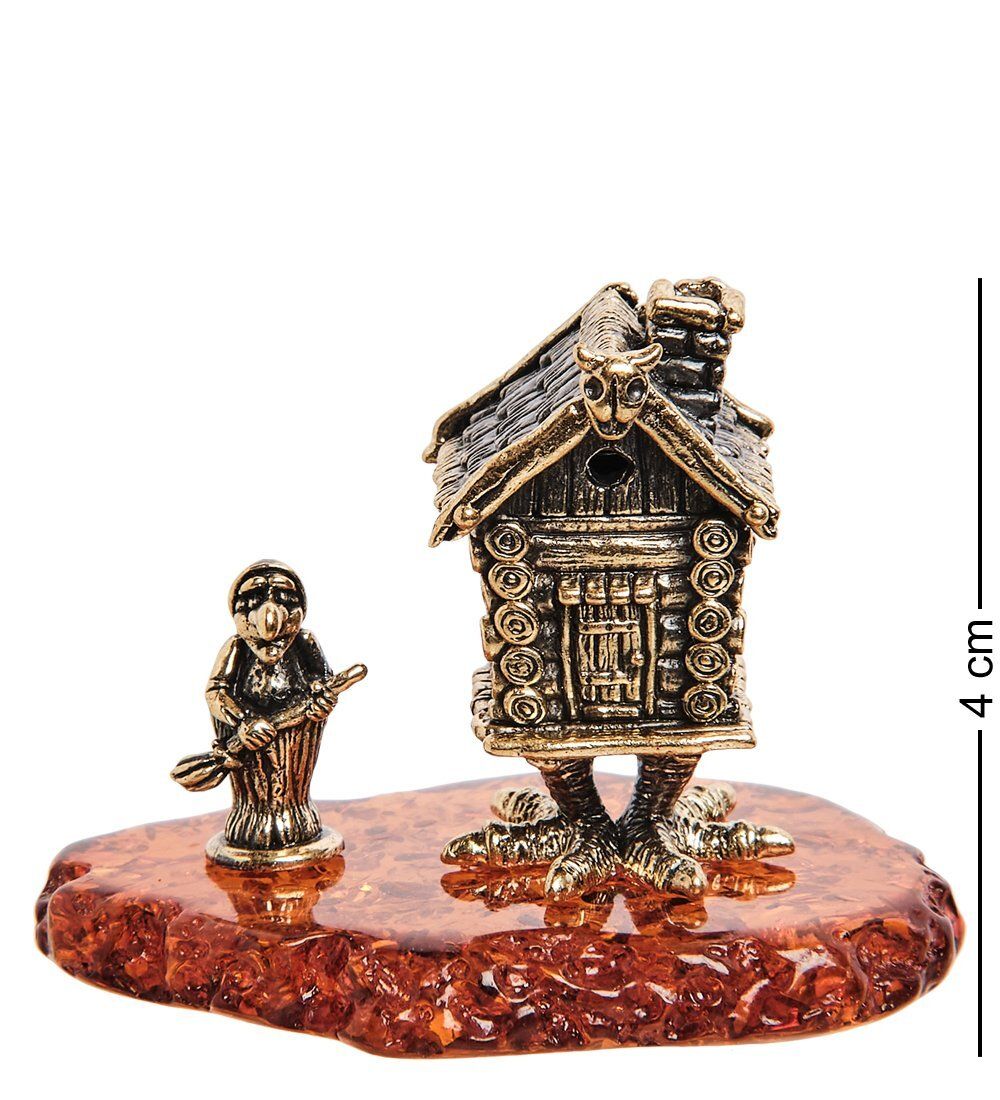 Народные промыслы AM-2757 Фигурка «Избушка с Бабой Ягой» (латунь, янтарь)
