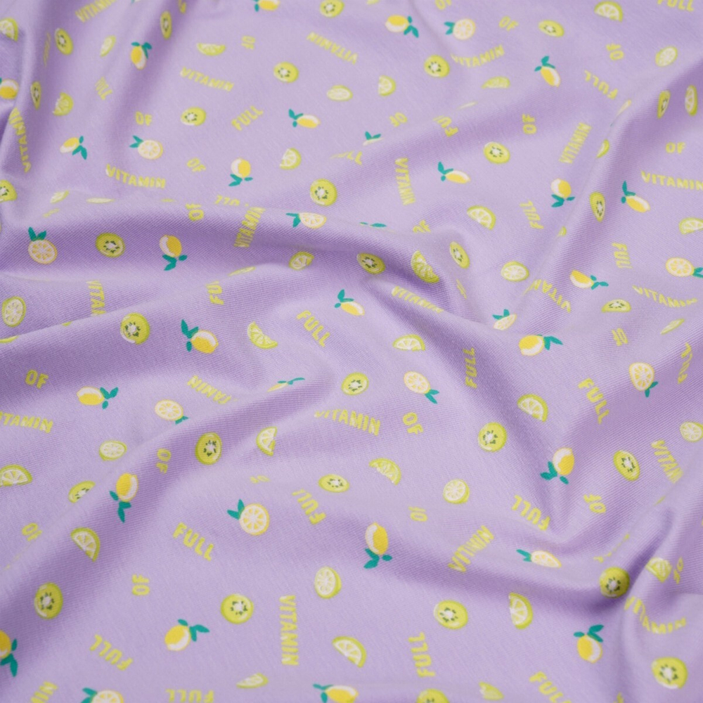 Кулирная гладь с рисунком, 92% хлопок, 8% ПУ(эластан), 175 гр/м2, св.фиолетовый/св.жёлтый (21231)