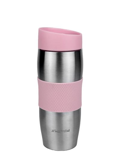 Термокружка 380 мл. из нержавеющей стали Kamille KM-2053R с TPR-вставкой