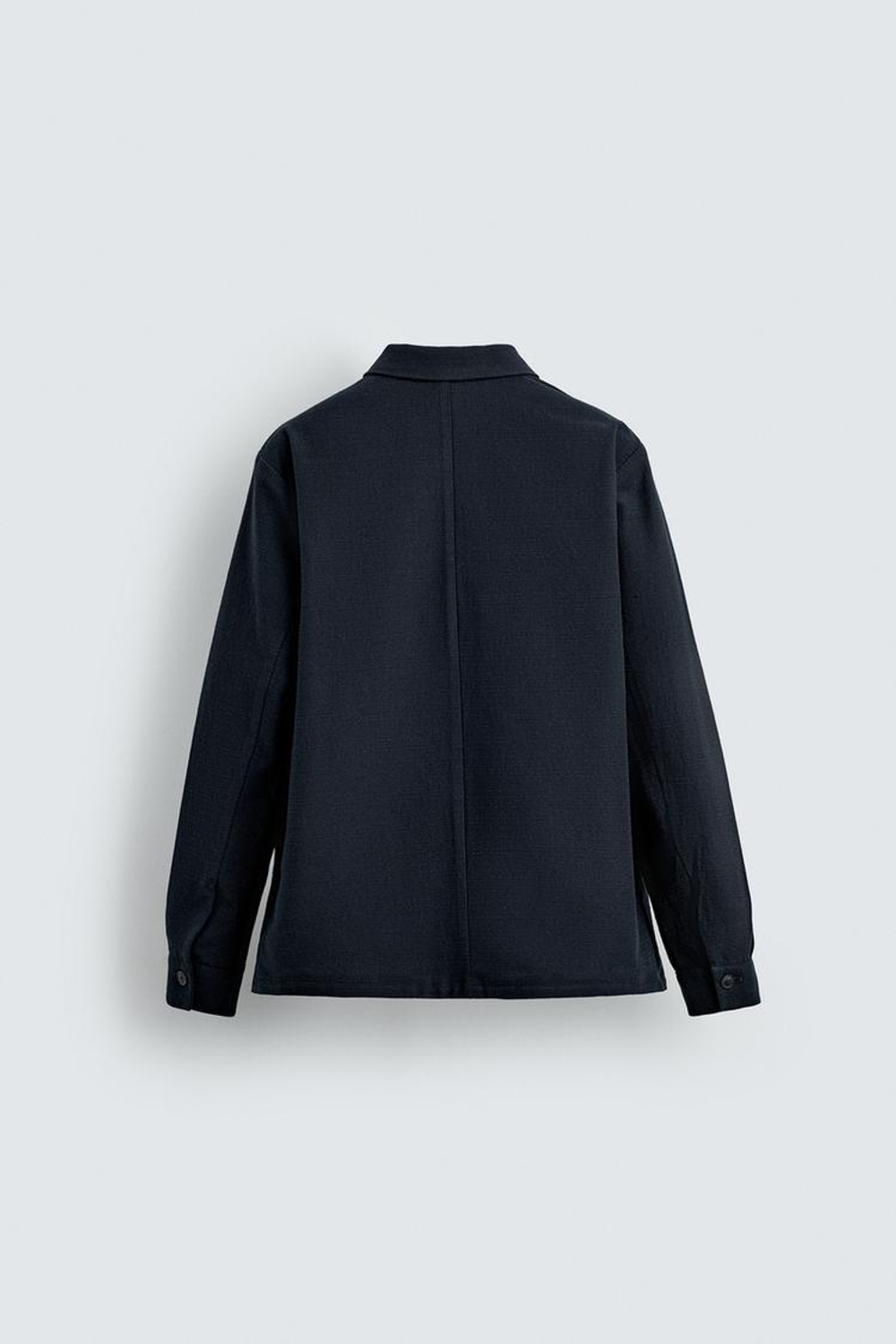 ZARA КУРТКА-РУБАШКА КЛАССИЧЕСКОГО КРОЯ С РЕЛЬЕФНОЙ ТЕКСТУРОЙ, МОРСКОЙ СИНИЙ