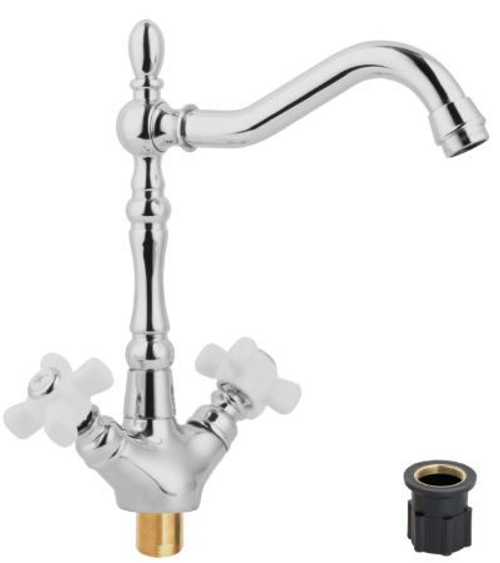 E212-3 Florentia Смеситель для кухни с керамической ручкой с гайкой хром