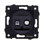 Розетка двойная спутниковая SAT + RJ45 Cat.6, черный Kollinger REA-022BK для Aspekt, Eleganz, Reflex