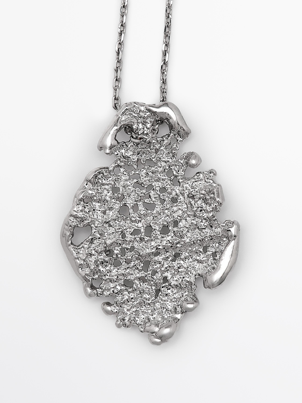 Massimo Dutti Мини-ожерелье с подвеской из кружева, серебряный